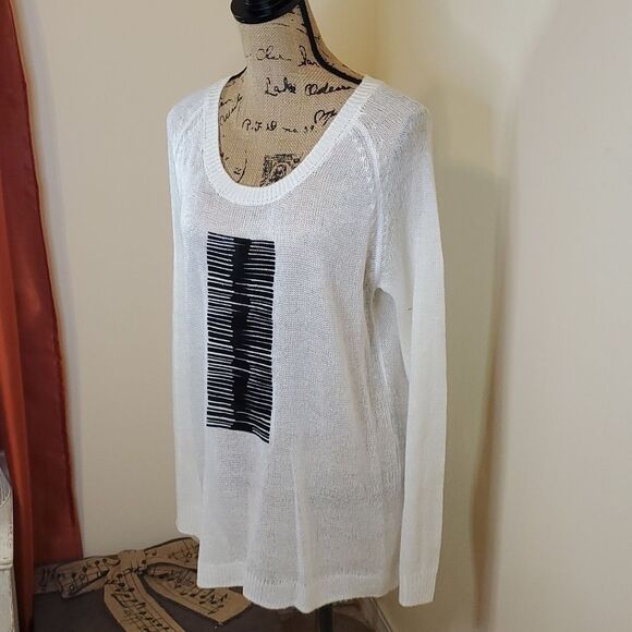 BCBGENERATION  ivory semi sheer oversized sweater size Med/Large - Picture 2 of 10